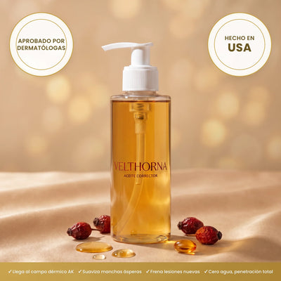 Velthorna Aceite Corrector para Queratosis Actínica, aprobado por dermatólogas, hecho en USA